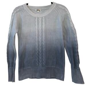 People Ombre Cable Knit Sweater Large (Fits Small) Blue Gray